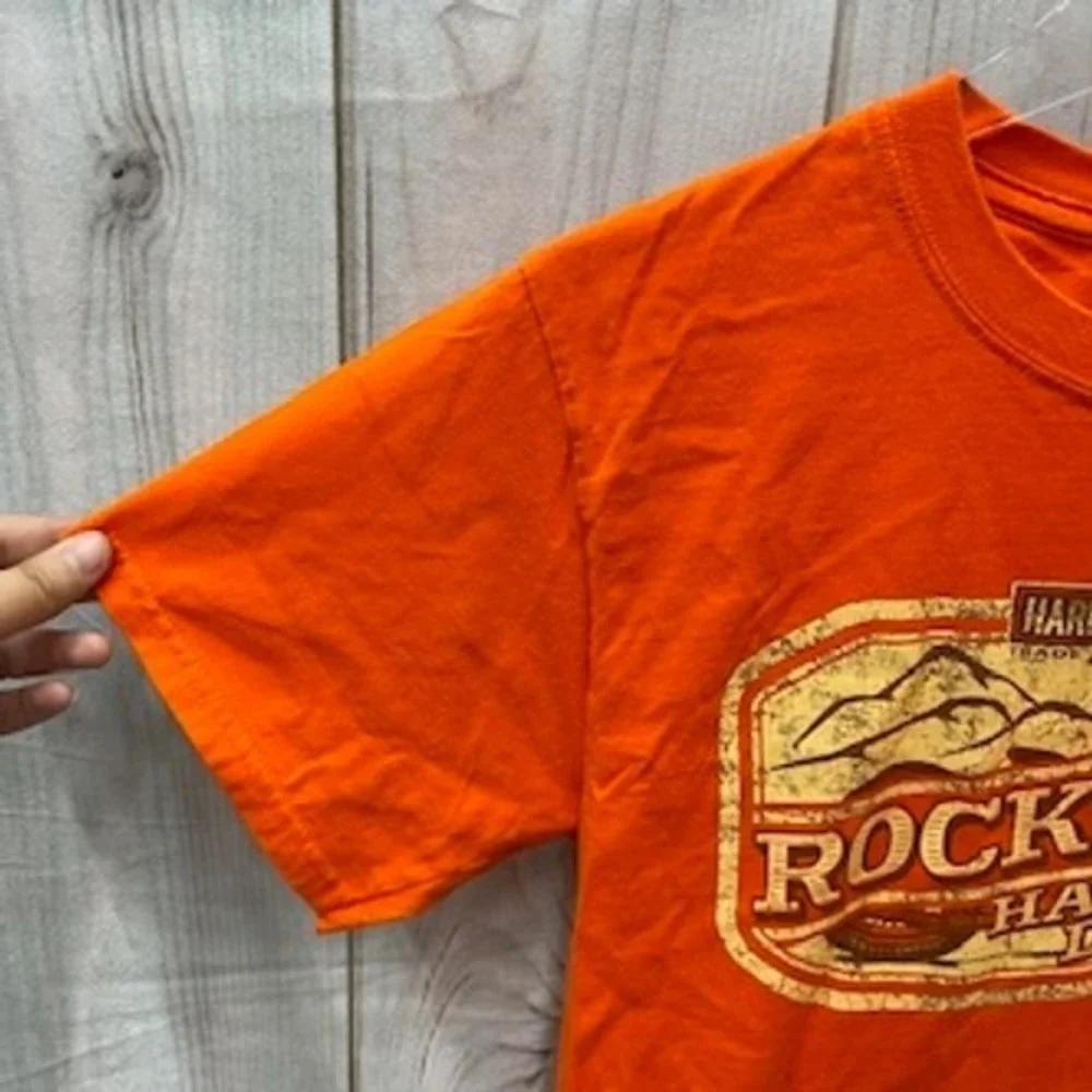 Harley Davidson Rocky Top Pigeon Forge TN Orange Graphic T-Shirt Short Sleeve